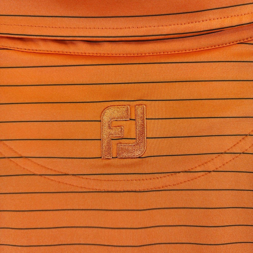 FootJoy ProDry Striped Golf Polo Shirt Mens XXL Orange Blue Performance Athletic - Picture 3 of 9